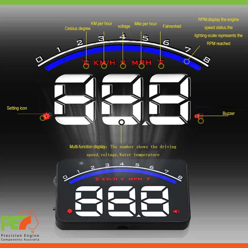 M6 HUD 3.5" OBD II 2 velocidades indicador de advertencia consumo de combustible para Toyota Corolla Foto 2 de 4