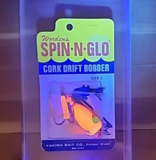 Worden's SPIN-N-GLO Cork Drift Bobber SZ. 2 Vtg Fishing Lure NOS Yakima Bait Co