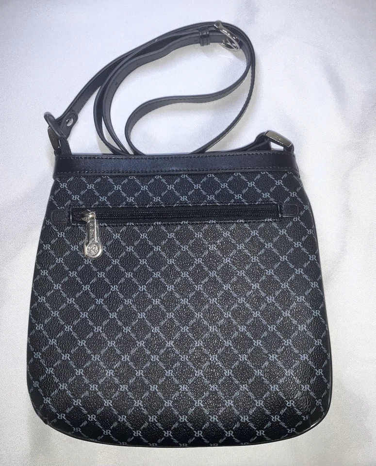 Bandolera Rioni Signature negra azul claro turística diaria y billetera a juego Foto 3 de 4