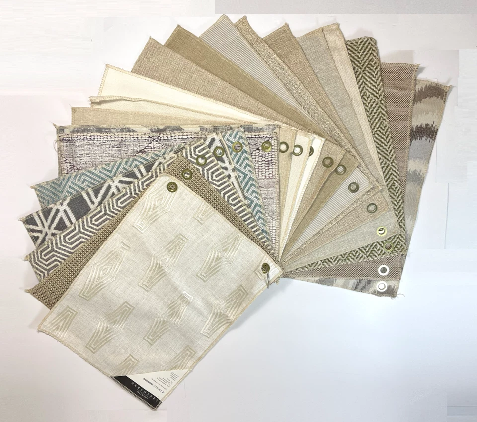 LOT 20 BERNHARDT Collection Beige White Cream FURNITURE Textile 17 x 12 " Swatch - Image 3 of 4