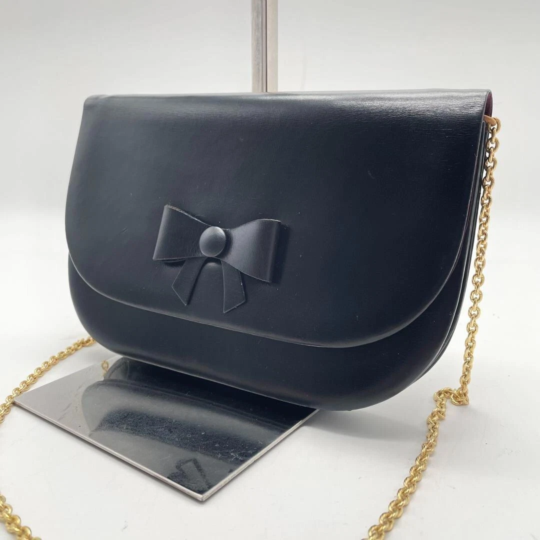 Sac bandoulière Christian Dior chaîne ruban noir 2501M*