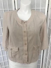 Women's Counterparts 14 Oak Beige Linen Blend Button Up Jacket Blouse