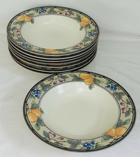 8 Mikasa Intaglio GARDEN HARVEST 9 1/4" FLAT RIM SOUP BOWLS