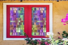 3D Square Pattern A268 Window Film Print Sticker Cling Stained Glass UV Sinsin