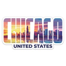 USA Chicago City Sticker Car Bumper Weatherproof Vinyl Decal