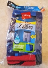 Hanes Boys Tagless Boxer Briefs Underwear 7 Pack size Medium 10-12 NEW