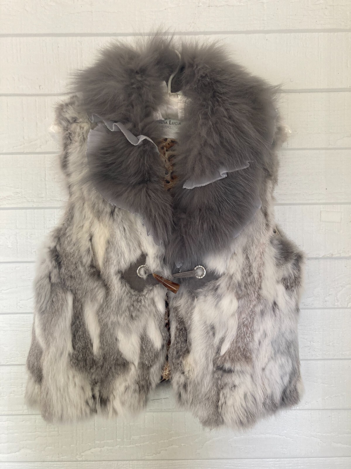 Patrizia Luca Rabbit and Fox Fur Vest with Rhinestone… Gem