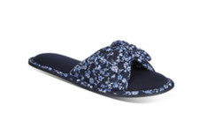 CHARTER CLUB Women's Knot Top Floral Print Open Toe Slippers Memory Foam 11 / 12