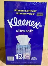 Kleenex Ultra Soft 3-Ply Facial Tissues, 12 Cube Boxes 780 Total Marque Mouchoir