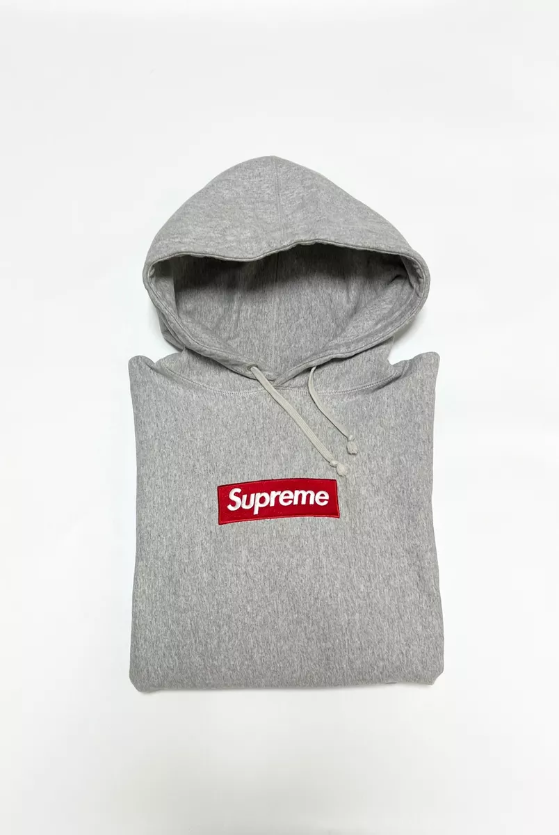 Supreme box logo hoodie red on grey S