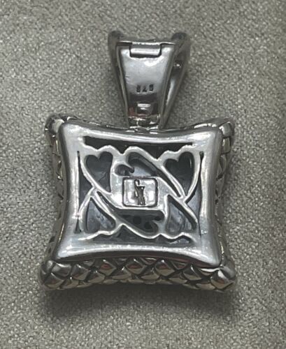 Scott Kay 925 Sterling Silver Diamond Square Basket Weave Pendant - Picture 6 of 10