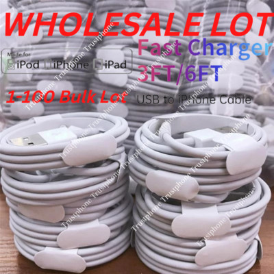 Wholesale Bulk Lot 3Ft 6Ft USB Cable For Apple iPhone 14 13 XR 8 7 Charger Cord