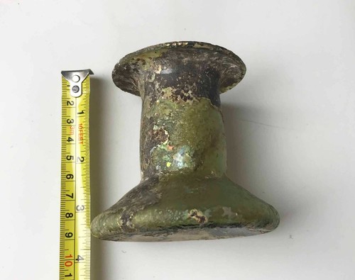 Botella de vidrio verde iridiscente romana antigüedades antigüedades del mundo antiguo - Imagen 5 de 5