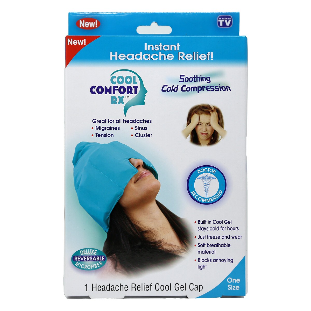 As Seen On TV Cool Comfort RX Instant Headache Relief Cool Gel Cap