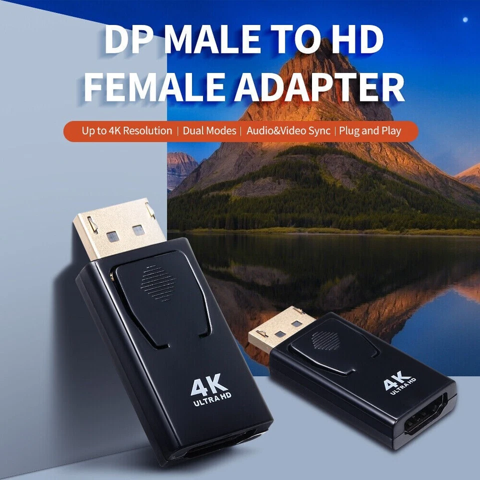 Display Port DP Male To HDMI Female Adapter Converter Stick 4K FULLHD PC HDTV PS - Bild 3 von 4