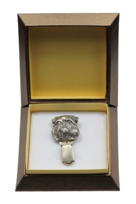 Brussels Griffon - Silver-plated Clip with the Image of a Dog, Box, Art Dog DE