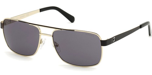 Guess Men's Black/Gold-Tone Navigator Sunglasses - GU6968 32A 58