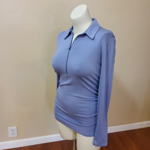 Soft Surroundings Complementry Zip Ruched Collar Top Size M New Lavender - Picture 8 of 11