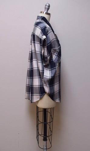 JACKS GIRLFRIEND Black Ivory Buffalo Check Button Front Shirt Blouse Size ~M~ - Picture 2 of 5