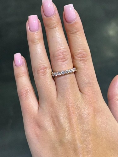 14k Oro Rosa Laboratrio Cresciuta Diamante Rotondo 3.26ct Anello VS1 Eternity 5 - Foto 8 di 14