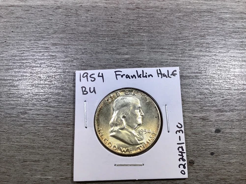 1954 Franklin Uncirculated 90% Silver Half-Dollar with Toning 022421 30rk