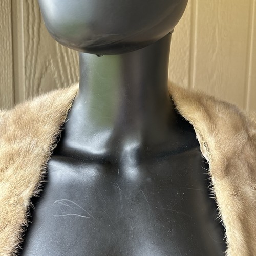 Vintage Mink Fur Stole Shawl Lou Gribin Wrap Light Brown Beige - Picture 3 of 8