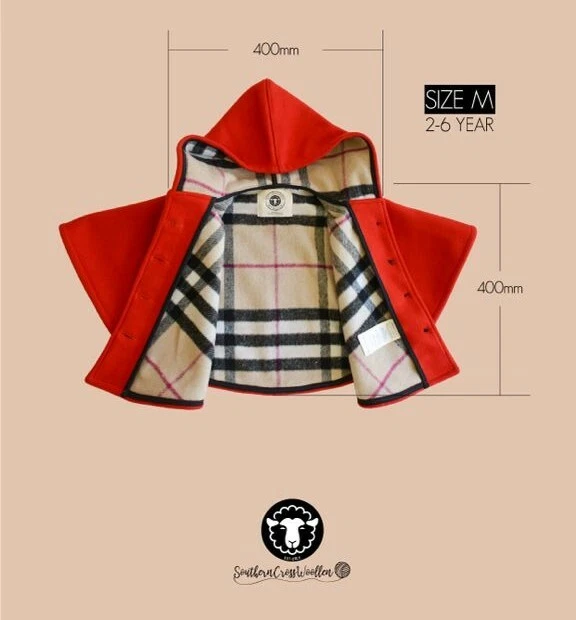 Capelet de lana merino pura + bolsa de transporte de lana para niños pequeños, diseño clásico de línea A Foto 3 de 4