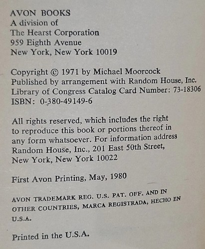 Frühstück in den Ruinen - Taschenbuch von Michael Moorecock 1. Avon-Druck 1980 - Bild 6 von 6