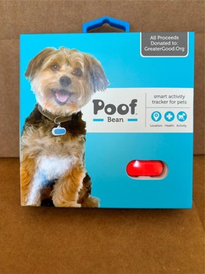 Poof Bean Activity Tracker Red Location, Health, Activity Dogs Cats NEW