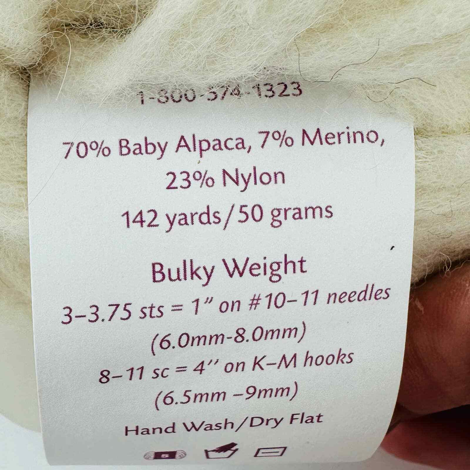 Knit Picks WONDERFLUFF Bare Ivory Yarn Baby Alpaca Merino Nylon Bulky