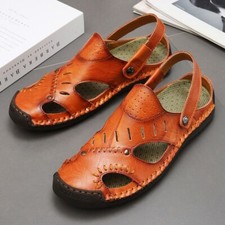 Summer Genuine Leather Soft Breathable Sangals Beach Comfortable Slip-on Slipper