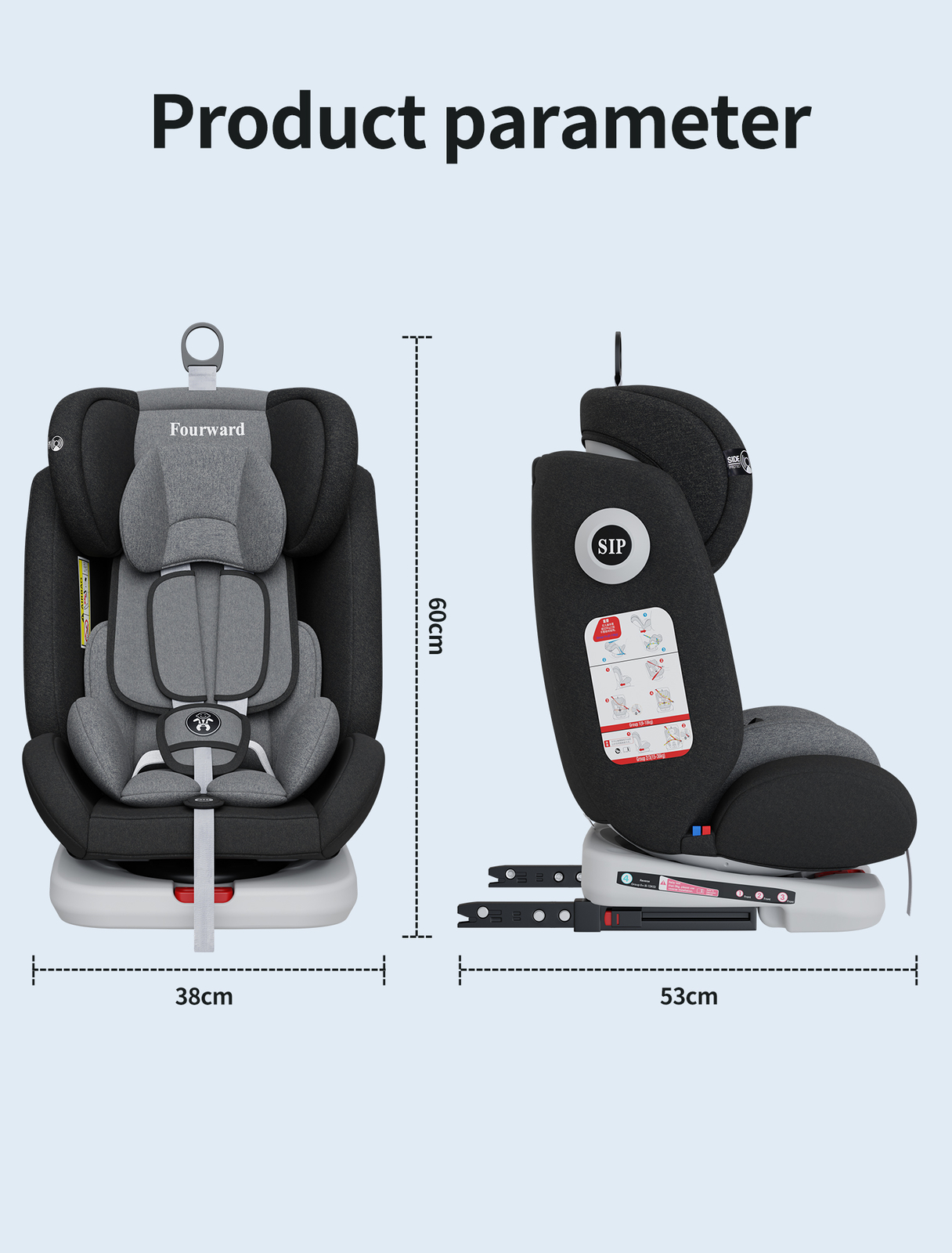 Kinderautositz Ruheposition Gruppe 0123 9-36kg ISOFIX LATCH 0-12 Jahre 360