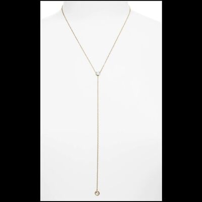 Adina Eden CZ Bezel Drop Gold Vermeil Lariat Necklace