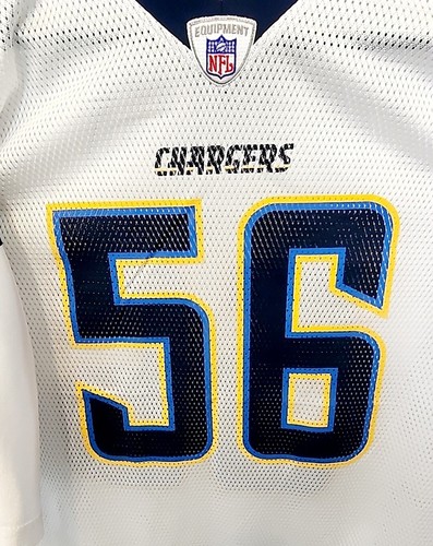Camiseta deportiva de fútbol americano de colección de los San Diego Chargers blanca #56 de Shawne Merriman Reebok RBK 2XL - Imagen 6 de 10