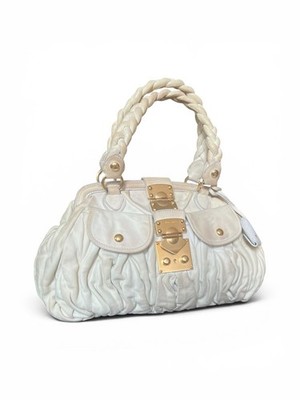 Miu Miu Matelassé Coffer Shopping Bag Weiß Leder Vintage Y2K
