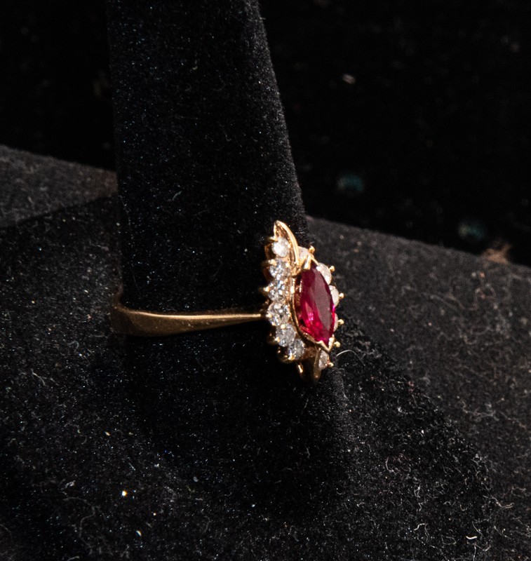 14K Solid Yellow Gold/ Ruby /Diamond Ring Size 7 … - image 3