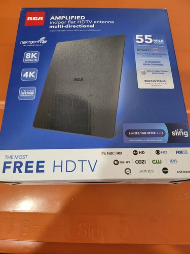 RCA Amplified Indoor Tv Flat HDTV Antenna (Multi-Directional) 55 Mile Range New