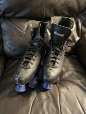 Chicago Skates Men  s Classic Rink Roller Skates Black Size 11 Quad Blue Wheels