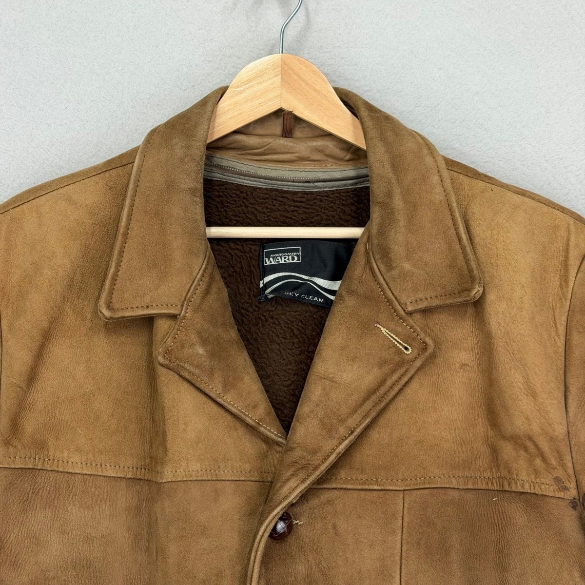 Vintage Montgomery Ward Jacket Mens 48 Brown Suede Leather with