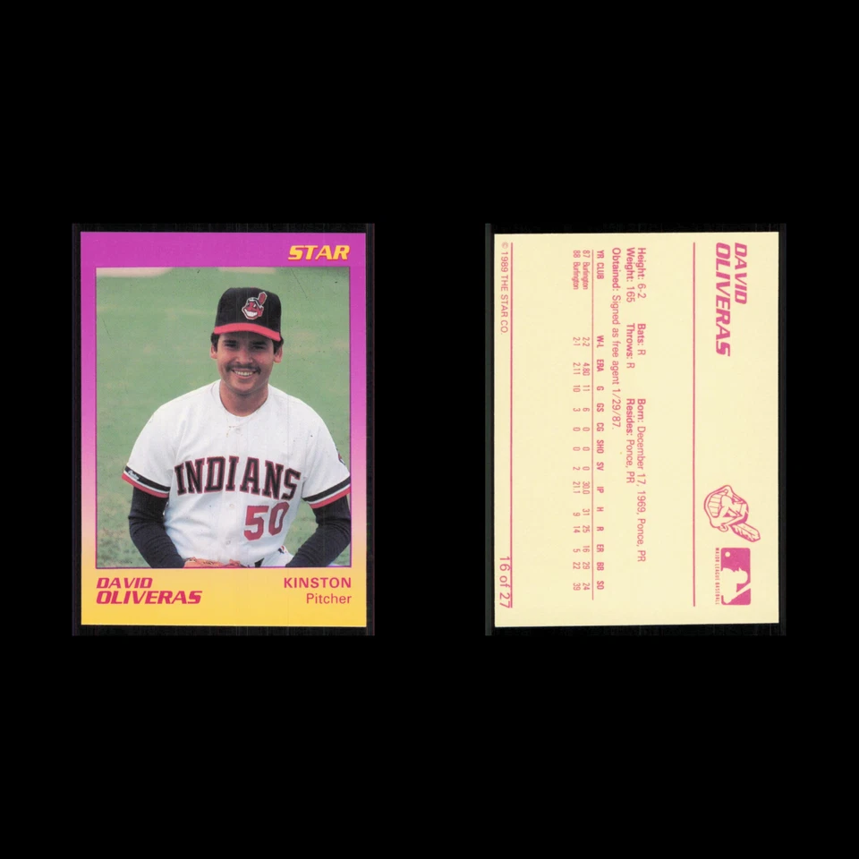 David Oliveras #17 1989 Star Minor League Kinston Indians Baseball Card MLB NM - Image 3 of 3