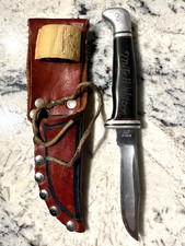 BUCK 102 Woodsman Vintage Fixed Blade Knife w/Handmade Leather Sheath USA Made
