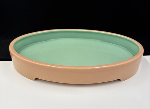 VNTG Franciscan Pottery Capistrano 15” Footed Oval Tray Platter USA •PRISTINE•
