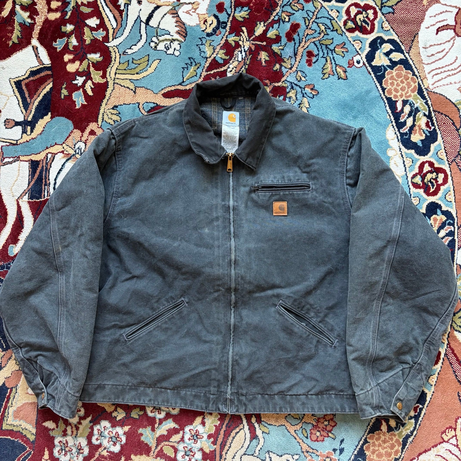 Men's Carhartt Gray Size XL J97 PTL Duck Blanket-Lined Canvas Detroit Jacket 3XL