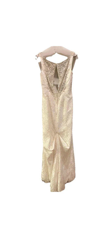 Size 8 Ivory Wedding Dress David’s Bridal Gown Beaded And With Lace On Back - Image 3 of 4