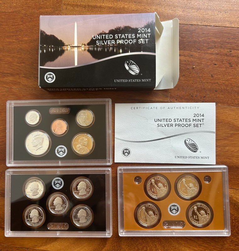 2014-S U.S. Mint SILVER Proof Set 14 Coins With OGP + COA.  aLb