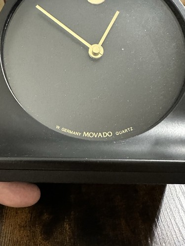 Movado German Clock Size 6”-5.5” Black Quartz Good Condition Working - Picture 10 of 10