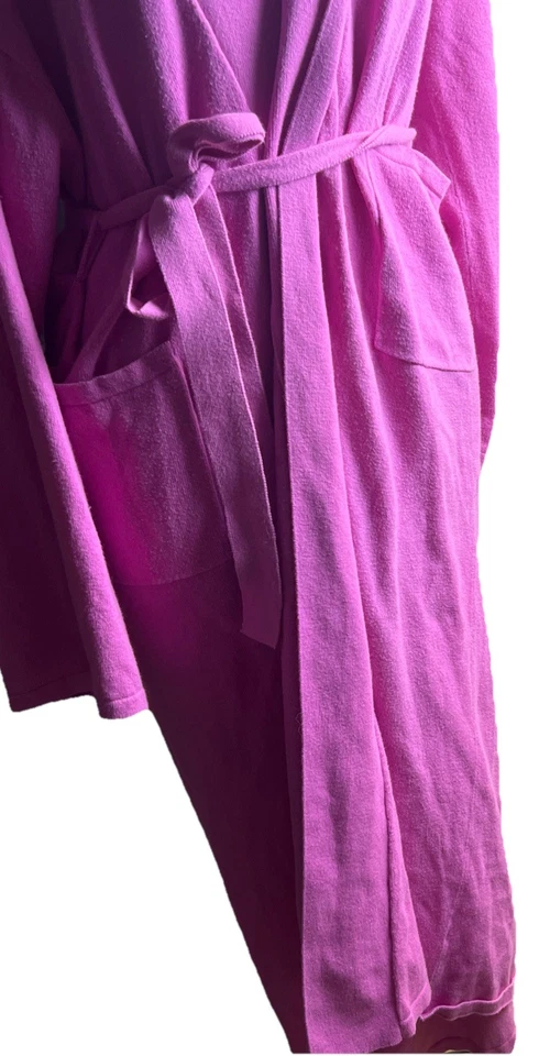Maxi bata rosa granate colina algodón cachemir corbata envoltura mediana silenciosa bolsillos de lujo Foto 3 de 4