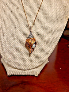 Authentic Ross Simons Gold Plated Sterling Seashell Pendant white topaz and pearl