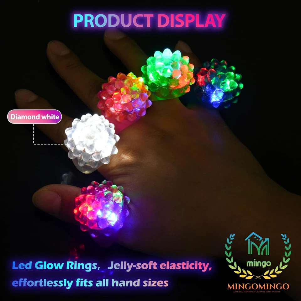 Paquete de 25 anillos de iluminación LED - joyas brillantes para fiestas, aula, Pascua Foto 2 de 4