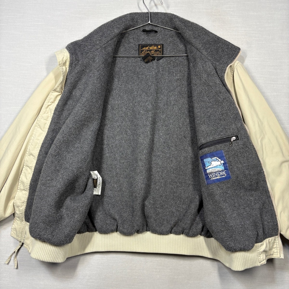 Vintage Eddie Bauer Windfoil Jacket Mens XL Beige Nylon Fleece